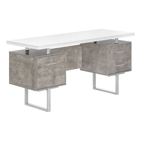 Monarch Specialties Computer Desk, Home Office, Laptop, Left, Right Set-up, Storage Drawers, 60"L, Work, Metal, Grey I 7633